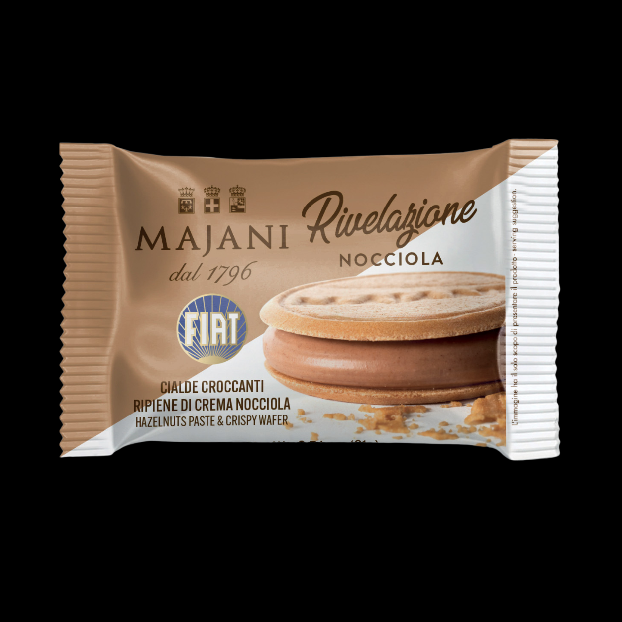 Crispy waffles filled with pistachio or hazelnut cream