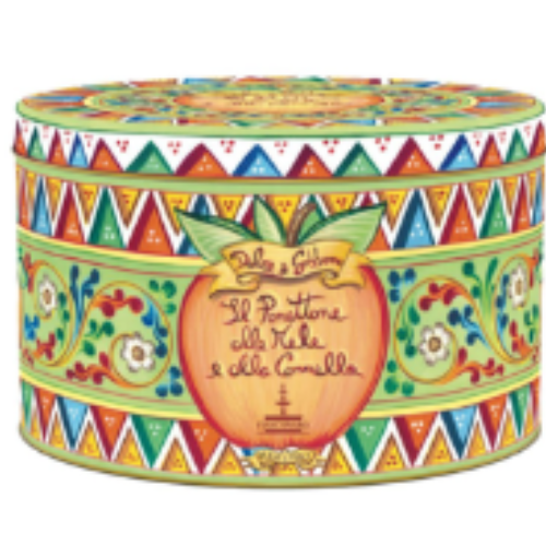 DOLCE & GABBANA  Panettone with Candied Apple & Cinnamon, on the top cross cut engraving. Available End November 2025